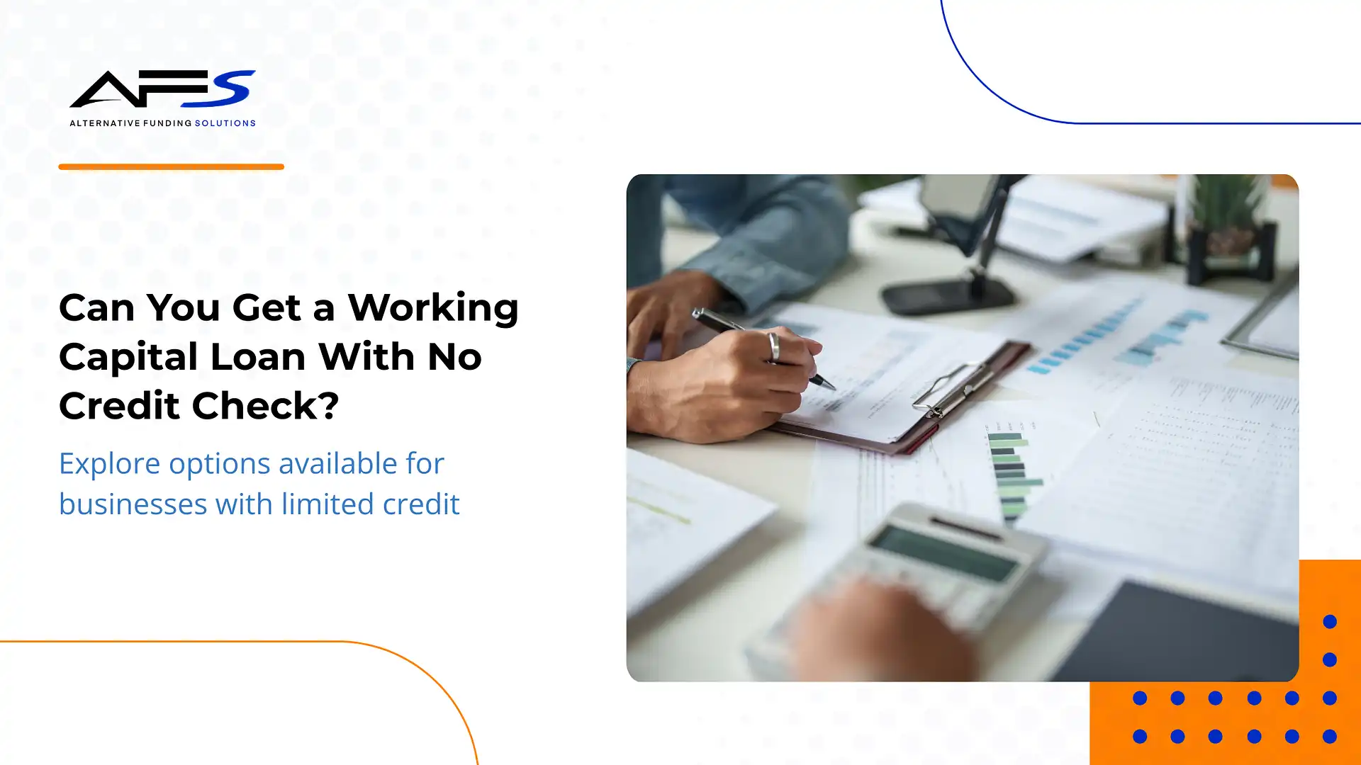 Get working capital loans with no credit check for small businesses